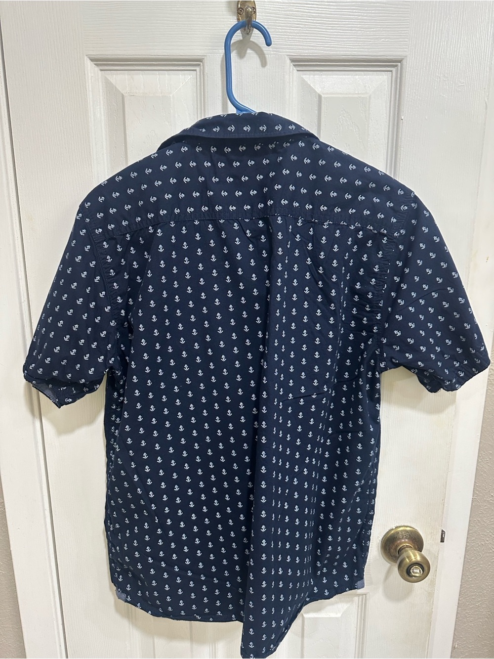 Paper Denim & Cloth Navy Blue Anchor Print Short Sleeve Button Down Shirt - Picture 2 of 3